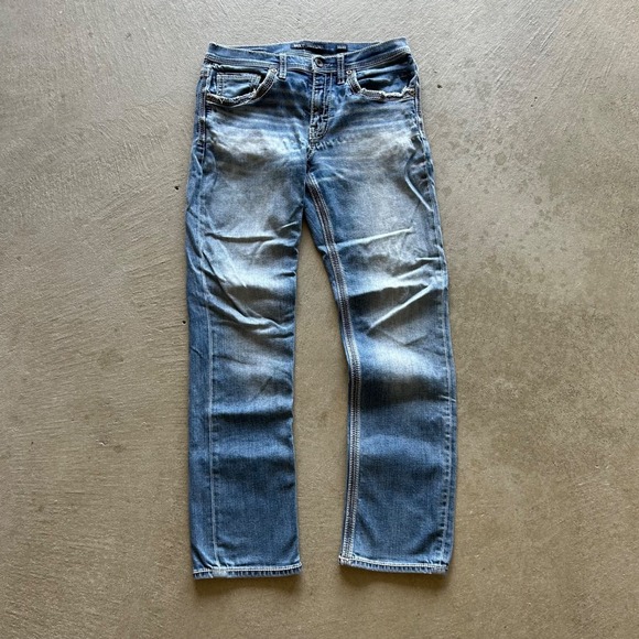 Buckle Other - BKE Jake Straight Jeans Men 32x32 Blue Medium Wash Denim Stretch Contrast Stitch